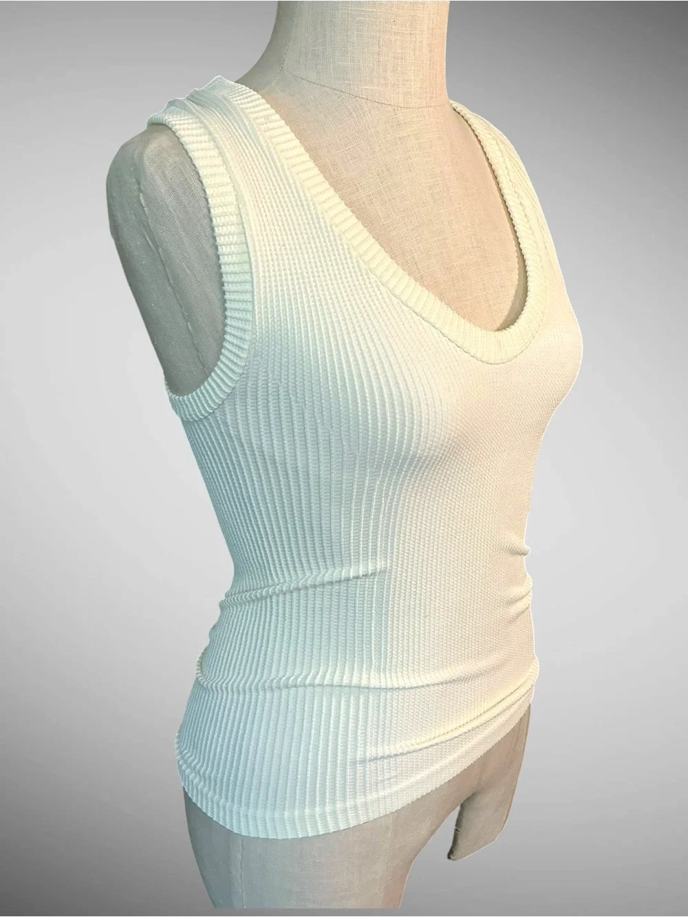 Free People Intimately Clean Slate Ribbed Tank Ivory XL NWT